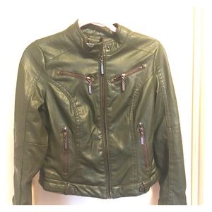 Army green / hunter green buttery pleather jacket